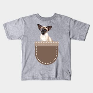 Cat in Pocket (Siamese Cat) Kids T-Shirt